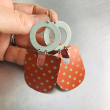 Load image into Gallery viewer, Orange &amp; Pale Celadon Chunky Horseshoes Zero Waste Tin Earrings