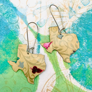 Palest Peach Texas Upcycled Tin Earrings