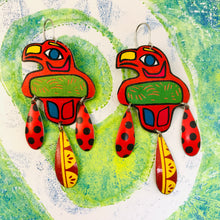 Load image into Gallery viewer, #2 Haida Eagle Spirit Recycled Tin Chandelier Earrings