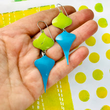 Load image into Gallery viewer, Spring Green &amp; Turquoise Rex Ray Zero Waste Tin Earrings