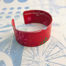 Load image into Gallery viewer, Mod Asterisks on Red Upcycled Tin Cuff
