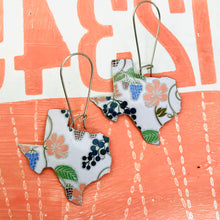 Load image into Gallery viewer, Flowers &amp; Grapes Texas Roses Upcycled Tin Earrings