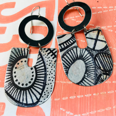 Ink Doodles Chunky Horseshoes Zero Waste Tin Earrings