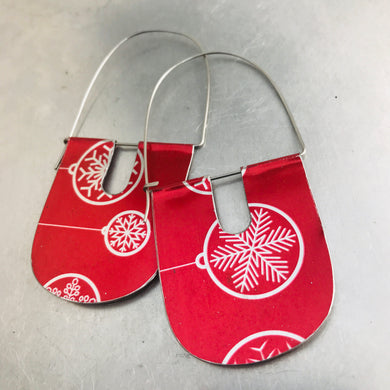 Shimmery Red Chunky Horseshoes Zero Waste Tin Earrings