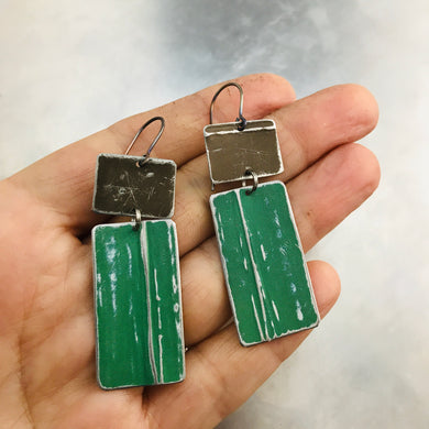 Rustic Matte Umber & Green Zero Waste Tin Earrings