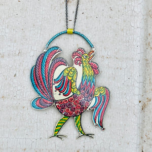 Fancy Rooster Upcycled Tin Necklace