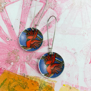 Cardinals in Flight Medium Basin Tin Earrings