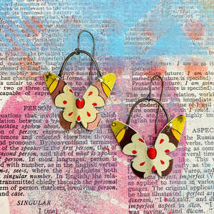 Vintage Golds & Cream Small Butterflies Upcycled Tin Earrings