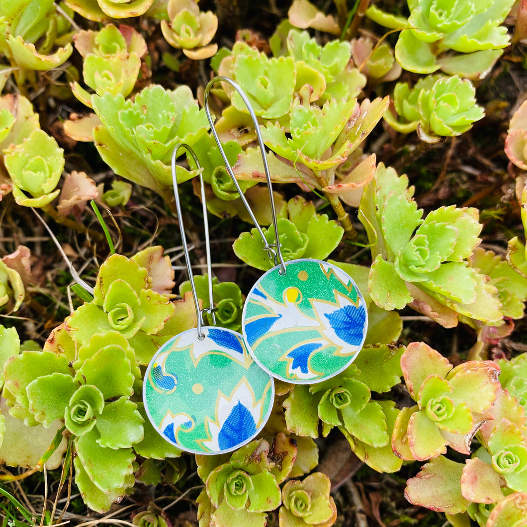 Blue & Green Botanicals Medium Basin Earrings