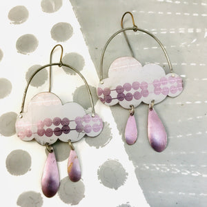 #8 Shimmery Lavender Spiral Pattern Rain Clouds Zero Waste Tin Earrings