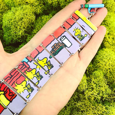 Woodstocks Eating Cookies Upcycled Tin Bracelet