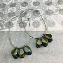 Load image into Gallery viewer, Vintage Blue &amp; Gold Multi U Hoop Upcycled Tin Earrings