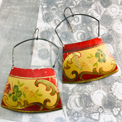 Vintage Scarlet Edge Large Zero Waste Tin Earrings