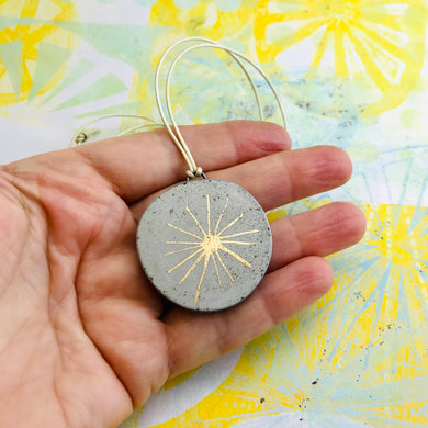 Full Moon & Sun Reversible Concrete & Tin Necklace