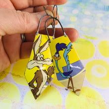 Load image into Gallery viewer, Wile E. Coyote &amp; Roadrunner Recycled Tin Earrings