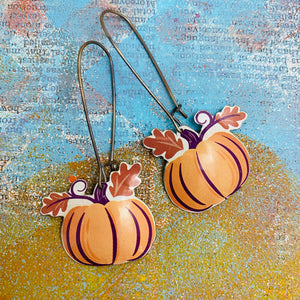 Autumn Pumpkins Upcycled Tin Earrings