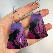 Load image into Gallery viewer, Spooky Halloween Raven Upcycled Tin Earrings