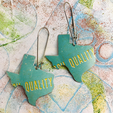 Aqua Quality Texas Upcycled Tin Earrings