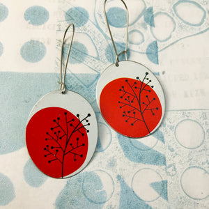 Mod Red Trees Oval Zero Waste Tin Earrings