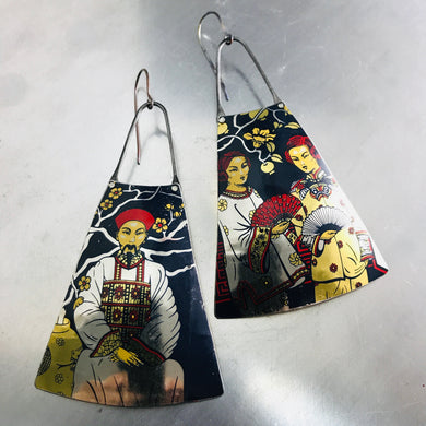 Japanese Garden Zero Waste Tin Long Fans Earrings
