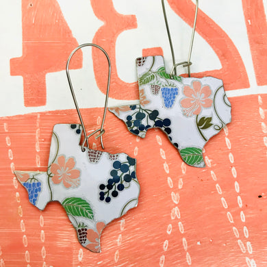 Flowers & Grapes Texas Roses Upcycled Tin Earrings