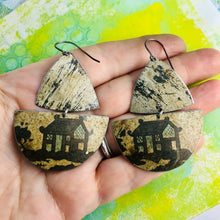 Load image into Gallery viewer, Japanese House Oxidized Sailboats Upcycled Tin Earrings
