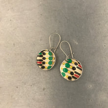 Load image into Gallery viewer, Vintage Dot Pattern Upcycled Tiny Basin Earrings 20th Birthday Gift