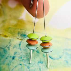 Spring Green, Orange, Aqua Tiny Macarons Tin Earrings