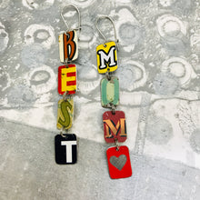 Load image into Gallery viewer, Best Mom Upcycled Tiny Typography Earrings