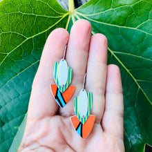 Load image into Gallery viewer, Mixed Brights Reuleaux Triangle Upcycled Teardrop Tin Earrings