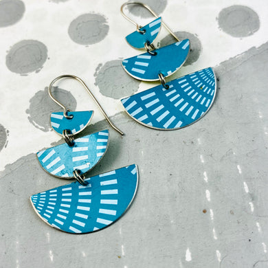 Bright Blue Stacked Half Moons Earrings