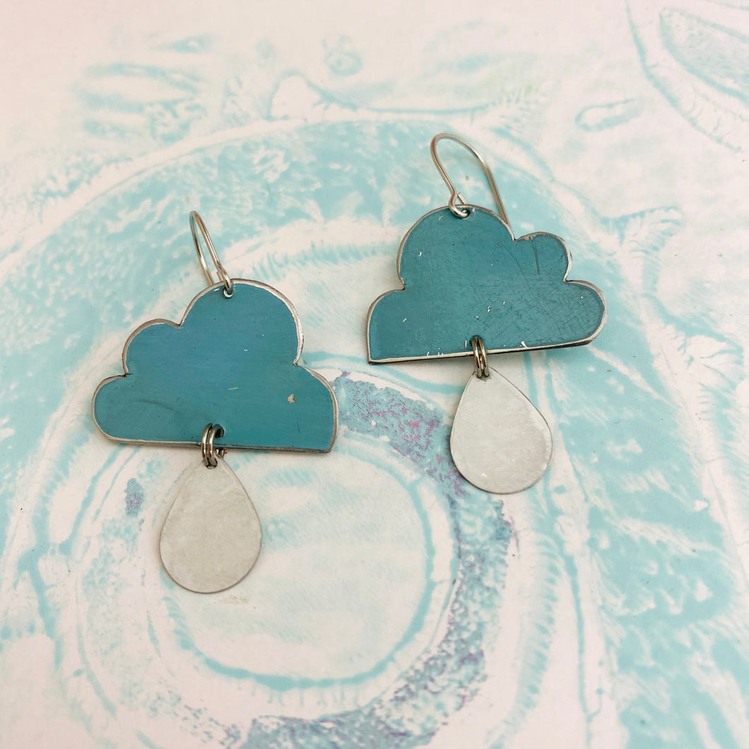 Sweet Dusty Blue Rain Clouds Zero Waste Tin Earrings