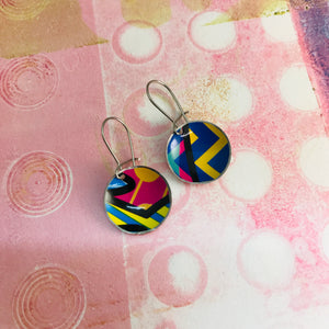 Bright Patterns Hot Pink, Cobalt Upcycled Tiny Dot Earrings