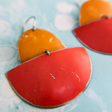 Load image into Gallery viewer, Persimmon &amp; Cerise Boats Upcycled Tin Earrings