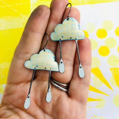 Burlap Rain Clouds Zero Waste Tin Earrings