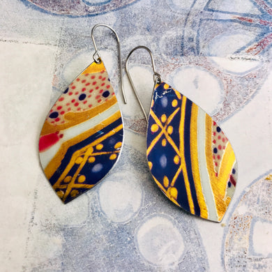 Ultramarine & Gold Upcycled Pod Tin Earrings
