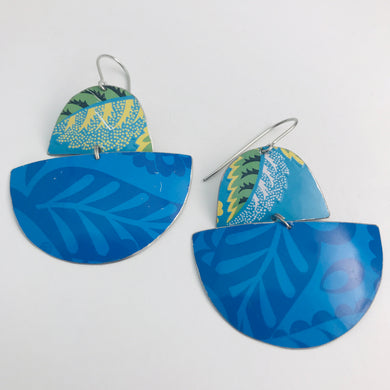 Mixed Blues Boats Upcycled Tin Earrings