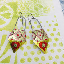 Load image into Gallery viewer, Santa Fe Red Hearts Dangle Tin Earrings