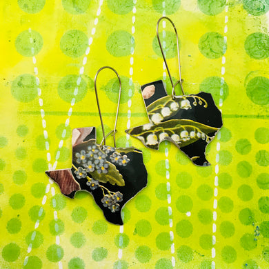 Wildflowers on Black Upcycled Tin Earrings