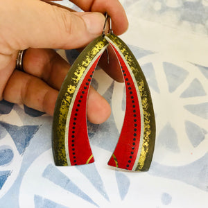 Vintage Scarlet Rounded Edge Recycled Tin Earrings