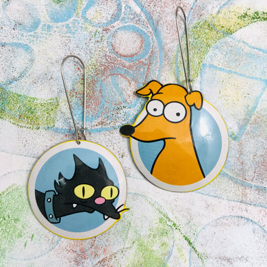 Simpson’s Cat & Dog Large Circle-y Tin Earrings