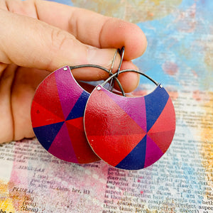 Purples & Reds Colorwheel Circles Upcycled Tin Earrings