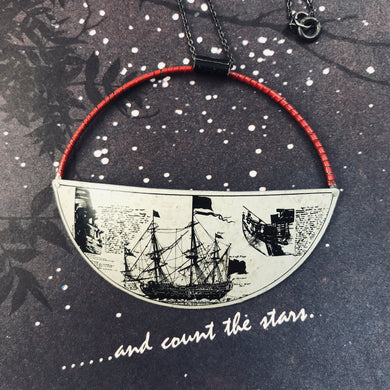 Tall Ship Upcycled Tin Necklace