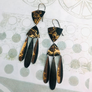 Black & Copper Tin Chandelier Earrings