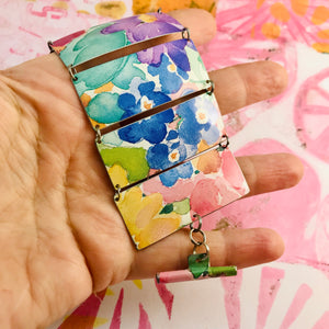 Watercolor Flowers Upcycled Tin Bracelet