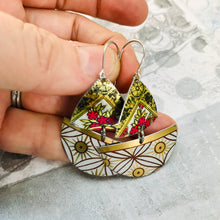 Load image into Gallery viewer, Mixed Golden Patterns Little Sailboats Tin Earrings