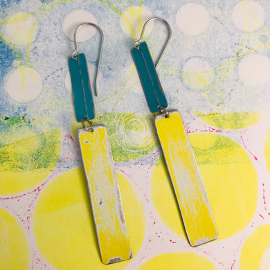 Rustic Matte Aqua & Sunshine Zero Waste Tin Earrings
