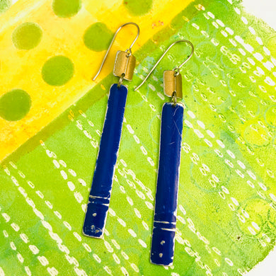 Rustic Bright Blue & Gold Zero Waste Tin Earrings