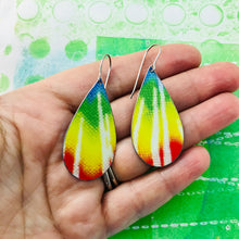 Load image into Gallery viewer, Tie Dyed Upcycled Teardrop Tin Earrings
