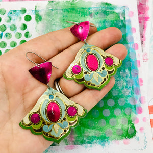 Vintage Corner Arts and Craft Style Zero Waste Tin Earrings Ethical Jewelry